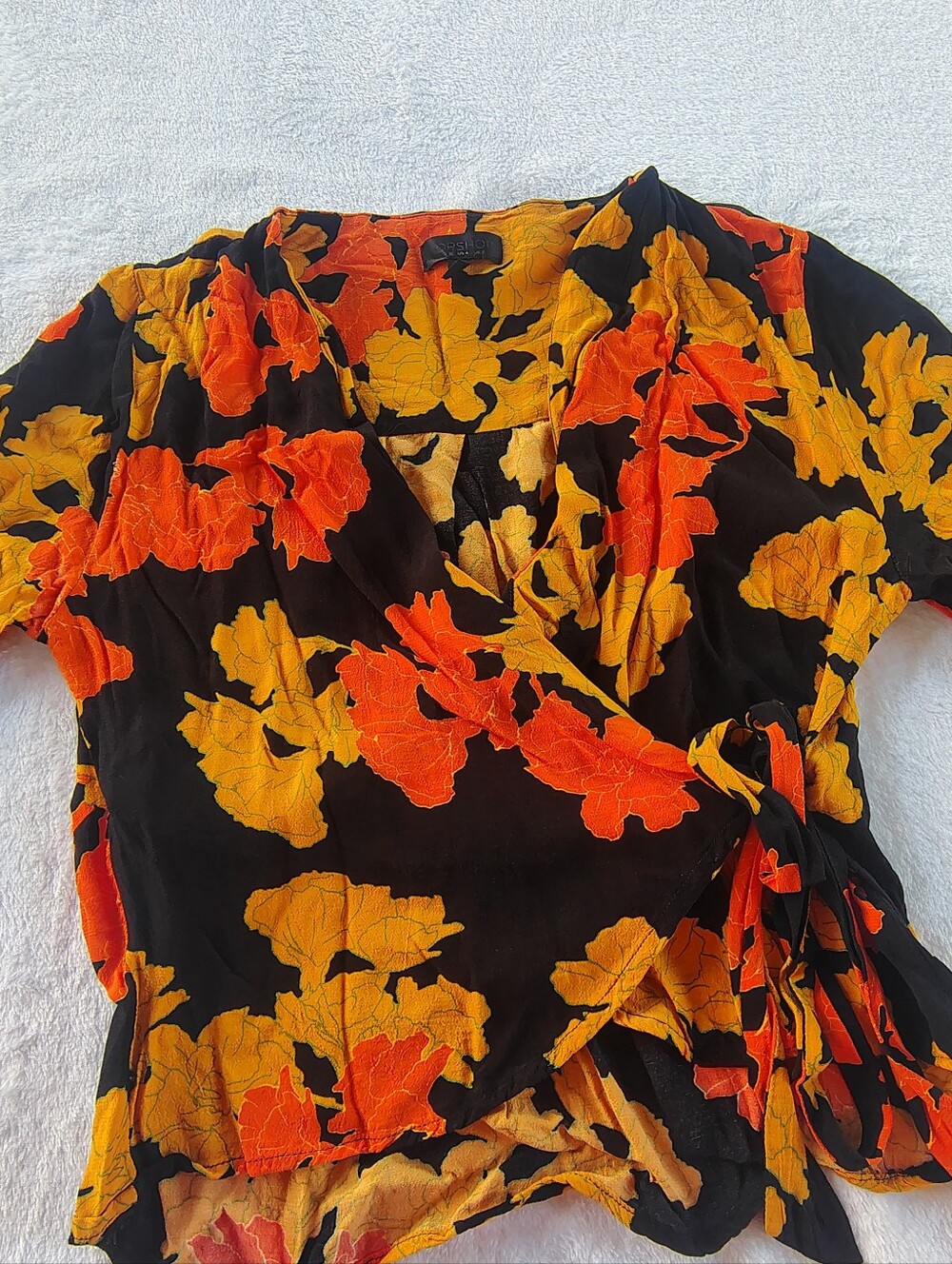 TOPSHOP Orange and Yellow Floral Shell Top